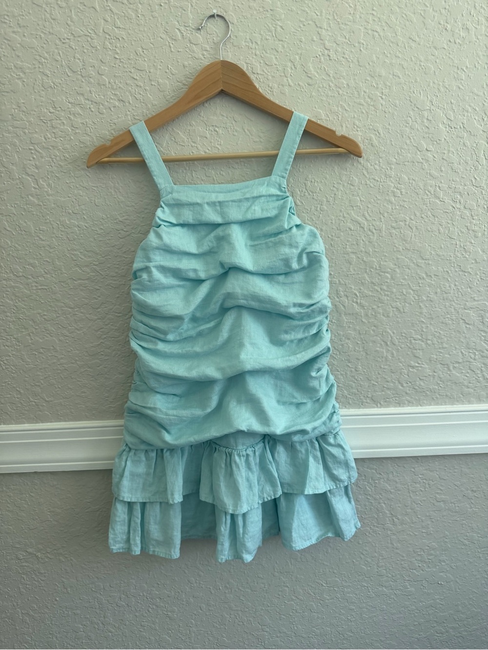 Janie and Jack Light Blue Ruched Tiered Sundress / Size: 12
